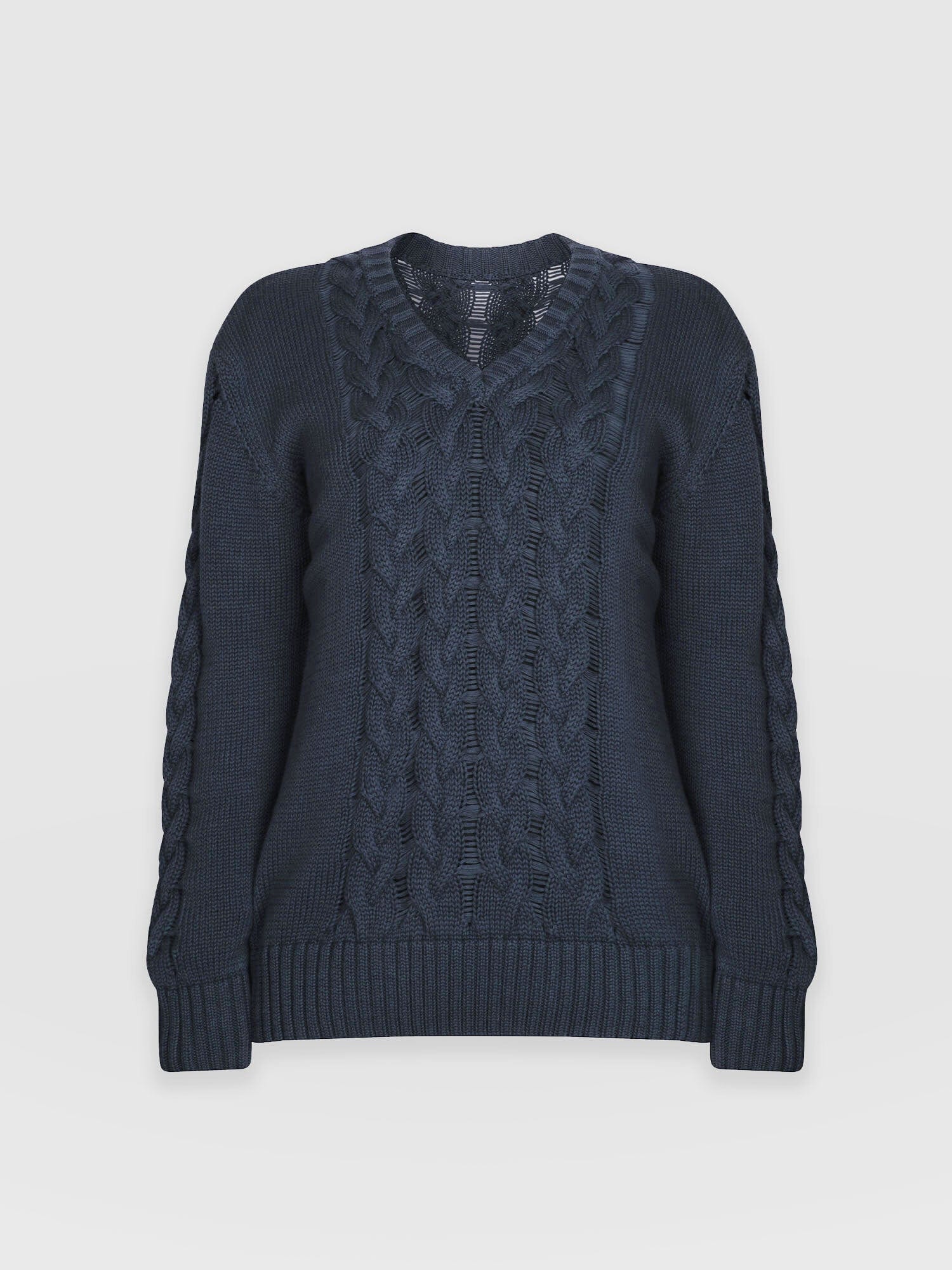 Cotton Cable Knit sweater Navy - Women's Sweaters | Saint + Sofia® USA